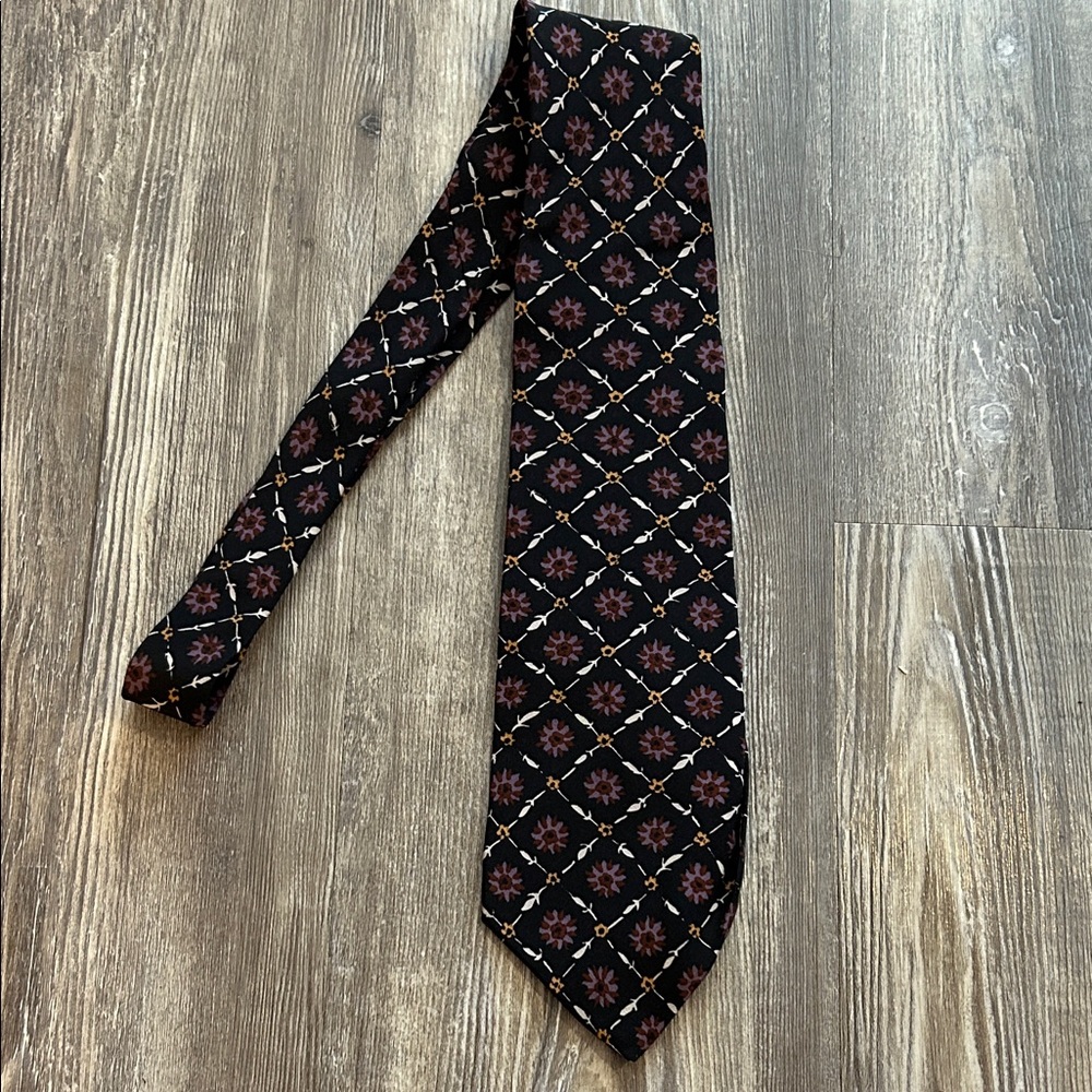 Christian Dior Floral Black Purple Men's Tie